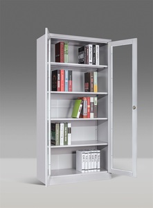 Armoire de classement moderne en métal et verre, durable, avec quatre étagères réglables, pour usage commercial, bureaux et hôpitaux - Product Image 6