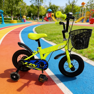 Bicicleta Infantil de 12 Pulgadas para <span class=keywords><strong>Niño</strong></span>, Colorida, con Ruedas de Entrenamiento, Canasta Delantera, Cuadro de Acero de Alto Carbono, Pedales y Asiento Rígido - Product Image 4
