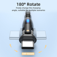 Flexion Rotation à 180 degrés Nylon tressé coude en forme de L IOS Android USBC Type C Micro USB chargeur cordon de charge câble de données