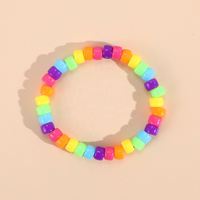 Ensemble de bracelets à breloques tendance, bracelet à lettres arc-en-ciel, bracelet élastique personnalisé avec inscription pour enfants et filles