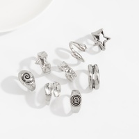 Ensemble de bagues empilables spirales étoiles creuses style punk métal pour femme, accessoires de mode Y2K, bijoux fantaisie, cadeau
