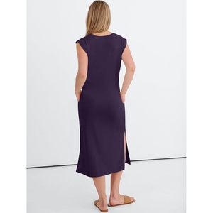 Vestido Midi Casual de Verano para Mujer, Sin Mangas, Cuello Redondo, Holgado, Antiarrugas, para Playa o Vacaciones - Product Image 5