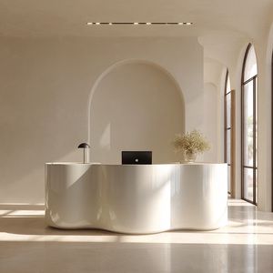Bureau d'accueil contemporain en pierre douce avec des courbes fluides pour des espaces de travail élégants, des hôtels de luxe et des intérieurs publics modernes - Product Image 6