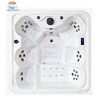 Baignoire de massage à remous autoportante en acrylique, chauffée, avec jupe décorative, pour spa, avec jets d'air, éclairage coloré, cascade et commande numérique