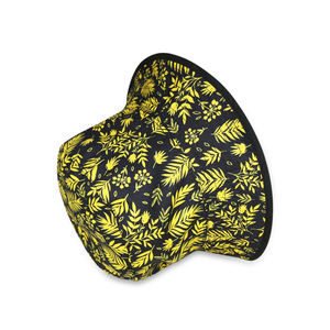 قبعة دلو بنمط أوراق النخيل باللون العنابي، قماش ساتان بوليستر، طباعة رقمية متدرجة، قبعة صيد للحماية من الشمس - Product Image 3