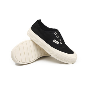 2026 Summer New Arrival Breathable <b>Canvas</b> Sneakers Women Trendy Korean-Style Two-in-One Slip-On Chunky-Soled Fisherman Shoes - Product Image 3