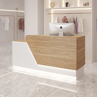 Comptoir de réception de salon de beauté, table de réception de bureau blanche, design en bois, prix d'usine, mobilier de bureau moderne pour hôtel, 40KG