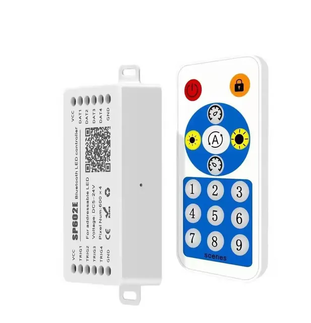 DC5-24V SP602E  Led pixel Controller 4 CH Signal Output Supports Both Smart Phone APP and RF Remote Input