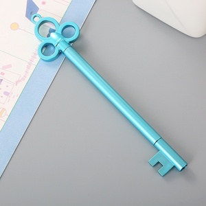 定制Logo复古钥匙中性笔新颖蓝色学生书写笔可爱学习文具办公塑料笔 - Product Image 3