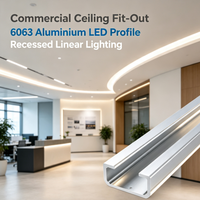 Profilé LED en aluminium 6063 de haute qualité, encastrable, pour éclairage linéaire, idéal pour les projets de plafonds.