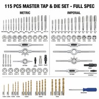 Jeu de tarauds et filières 45/76/115 pièces, métrique, impérial, SAE, en acier HSS Gcr15, kit d'outils de filetage professionnel DIN HRC58-62, logo personnalisé