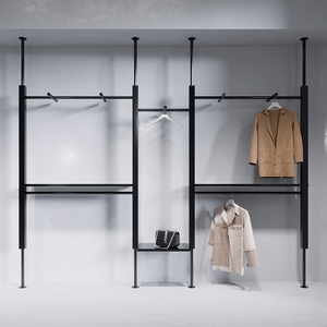 Espositore per Abbigliamento di Lusso in Acciaio Inossidabile, Design Smontabile Salvaspazio, Portatile per Garage e Negozi di Abbigliamento, Nero - Product Image 1