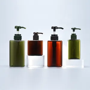 Chai Đựng Dầu Gội Đầu Thiết Kế Mới Chai Dưỡng Da 100Ml 150Ml 250Ml 280Ml 450Ml 650Ml Màu Xanh Lá Cây PETG Có Nắp Bơm Kem Dưỡng Da