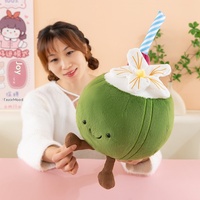 Peluche mignonne en forme de noix de coco tropicale avec décoration florale en paille, breloque de sac, cadeau personnalisé pour les vacances à la plage ou un anniversaire