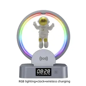 4 in 1 wireless sound box christmas ornament magnetic levitating multifunction wireless charger lamp speaker with clock