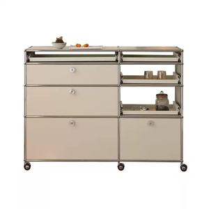 स्टेनलेस स्टील मॉड्यूलर मल्टी-फंक्शन लिविंग रूम स्टोरेज कैबिनेट आधुनिक डिजाइन 4 दराज कॉफी/टीवी/बुककेस - Product Image 5