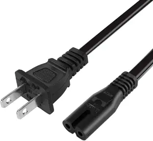 AC Power Cord Plug Power Extension C7 Cord Bipolar Power Cord US Standard USA Free Sample 2 Pin Black Material Copper Core IEC