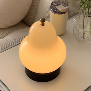 Cream-Colored <b>LED</b> <b>Table</b> Lamp Pear-Shaped Bedside Night <b>Light</b> Rechargeable Eye-Protection Ambient Lamp Instagram-Style <b>Table</b> Lamp - Product Image 2