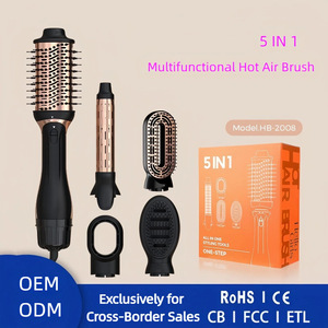 Peigne à air chaud 5-en-1 multifonctionnel avec têtes interchangeables, sèche-cheveux ionique négatif, lisseur, boucleur, brosse sèche-cheveux - Product Image 3