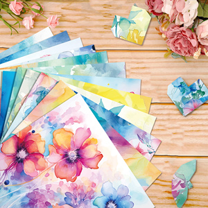 WW141 Tie-dye papel de álbum de recortes de acuarela patrón de flores coloridas papel artesanal DIY para decoraciones de fondo de fiesta de cumpleaños - Product Image 4