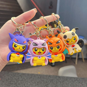 Porte-clés Pikachu travesti, ornements Pokémon, pendentif <span class=keywords><strong>de</strong></span> sac en forme <span class=keywords><strong>de</strong></span> poupée mignonne <span class=keywords><strong>de</strong></span> dessin animé, petit cadeau, vente en gros - Product Image 1