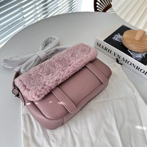 Solicite el Catálogo: Bolso Tipo Cubo Ugges, Nuevo Bolso de Otoño/Invierno para Mujer, Bolso de Hombro de Lana de Cordero Estilo Cesta - Product Image 6