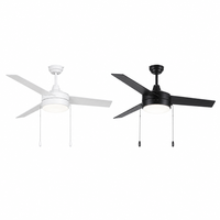 Ventilateur de plafond décoratif moderne de 52 pouces avec lumière LED, 3 pales en bois, finition noire pour salon intérieur