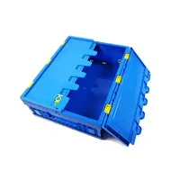Folding Plastic Crates, Stackable Turnover Box with Lid