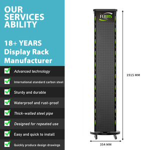 New Arrival có thể tháo rời 4-Sided kim loại tủ lạnh nam châm hiển thị xoay Pegboard đứng Rack với di chuyển bánh xe và móc - Product Image 4