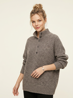 Maßgefertigter Damen 100% Woll-Winter-Rollkragenpullover Grauer Strickpullover mit Knopfdetail Lässiges Strickoberteil Anti-Pilling Atmungsaktiv
