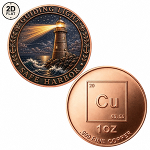 Moneta personalizzata in rame puro 999 da 1 oz, design Faro Guiding Light Safe Harbor, moneta commemorativa da collezione adatta per uomo - Product Image 1