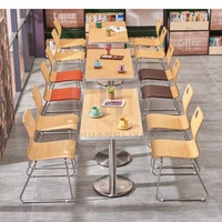 Vente en gros de chaises et tables de restaurant commercial contreplaqué laminé bois courbé pour cafés et hôpitaux en acier