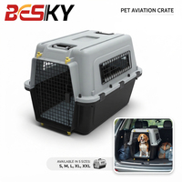 Cage de transport pour chien en plastique multi-tailles, approuvée pour les voyages aériens, avec fenêtres en maille métallique sécurisées