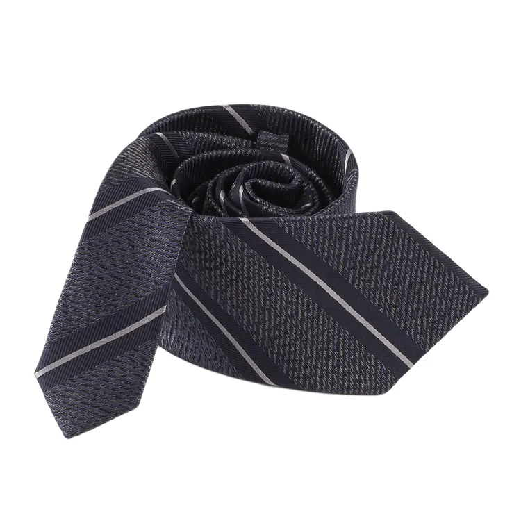 100% Silk Handmade Grey Stripe Design Necktie Custom Pattern Woven Fashion Ties For Men