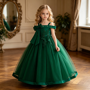 MQATZ Abito da Sera in Raso Stile Principessa per Adolescenti e Bambine ALP-0028 Outfit per Compleanno - Product Image 4