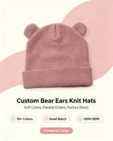 Gorro de Punto con Orejas de Oso para Niños Pequeños, Color Sólido, Suave y Elástico, Gorro de Invierno para Bebé