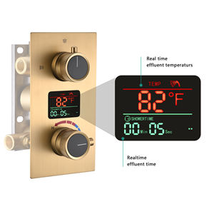 Ensemble de douche LED pluie brume cascade pommeau de douche carré thermostatique système de douche à haut débit robinet - Product Image 3