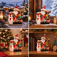 Ensemble de figurines lumineuses de Noël (Père Noël, Bonhomme de neige et rennes) avec lumières LED multicolores, décoration de table pour les fêtes