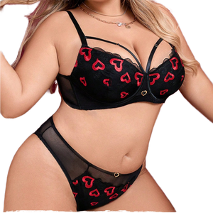 Ensemble de lingerie sexy et respirant 2 pièces, sous-vêtements sans couture écologiques, broderie 3D, spandex, dentelle fine transparente, 4XL, vente en gros ODM - Product Image 1