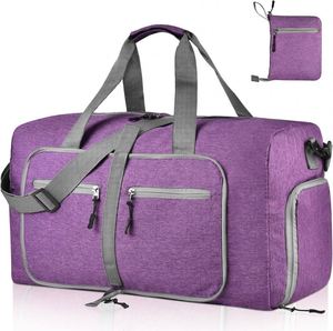 Sac de voyage pliable et léger imperméable avec compartiment à chaussures, sac de week-end pour une nuit, échantillon gratuit - Product Image 4
