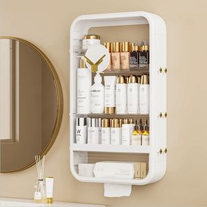 <span class=keywords><strong>2</strong></span>/<span class=keywords><strong>3</strong></span>/4レイヤー壁に取り付けられたプラスチック製収納棚キッチン浴室用洗面所防水化粧用スキンケア化粧品整理箱 - Product Image 1