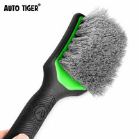 Brosse de nettoyage de pneus de voiture ATUO TIGER verte et noire, brosse de nettoyage de tapis, brosse à récurer les pneus, brosse de detailing automobile