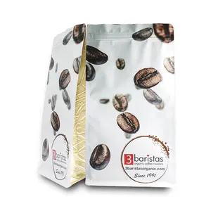 Factory Custom Flat Bottom Bags Toast Coffee Bean Packaging Pull Zipper With Valve And Digital Printing
