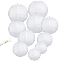Linternas de papel blancas colgantes para decoración de fiesta de boda, paquete de 10, 4 tamaños diferentes
