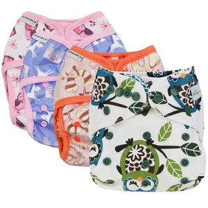 Vente en gros de couches lavables AIO pour bébé Couches réutilisables personnalisées dans un paquet de toutes les tailles avec deux inserts - Product Image 1