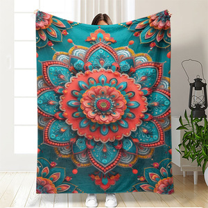 Couverture en flanelle Mandala, couverture de canapé, couverture de sieste, résistante à la décoloration, légère, pour la chaleur hivernale, impression personnalisée OEM ODM - Product Image 5