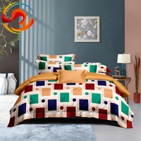 Ensemble de literie 4 pièces, draps de lit complets en polyester, ensemble de literie géométrique