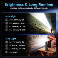 Lampe torche LED X608 ultra polyvalente, haute luminosité, multifonctionnelle, LED et COB, avec batterie intégrée