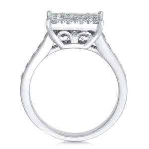 Anillo de compromiso con diamantes redondos para mujer, conjunto de anillo de oro blanco 10kt - Product Image 3