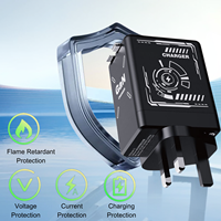 Chargeur mural GaN avec deux câbles Type C rétractables, adaptateur d'alimentation pliable à charge rapide pour téléphones/ordinateurs portables/plusieurs appareils